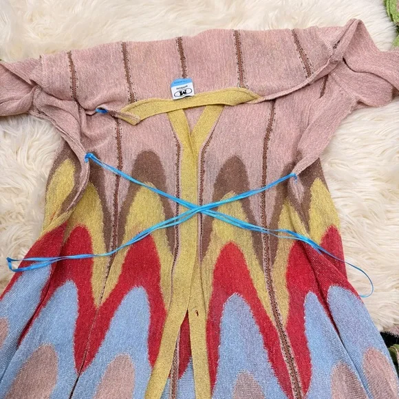 M Missoni Metallic Knit Maxi Duster Cardigan Multicolor Zig Zag IT 44 US 10 - Picture 5 of 16